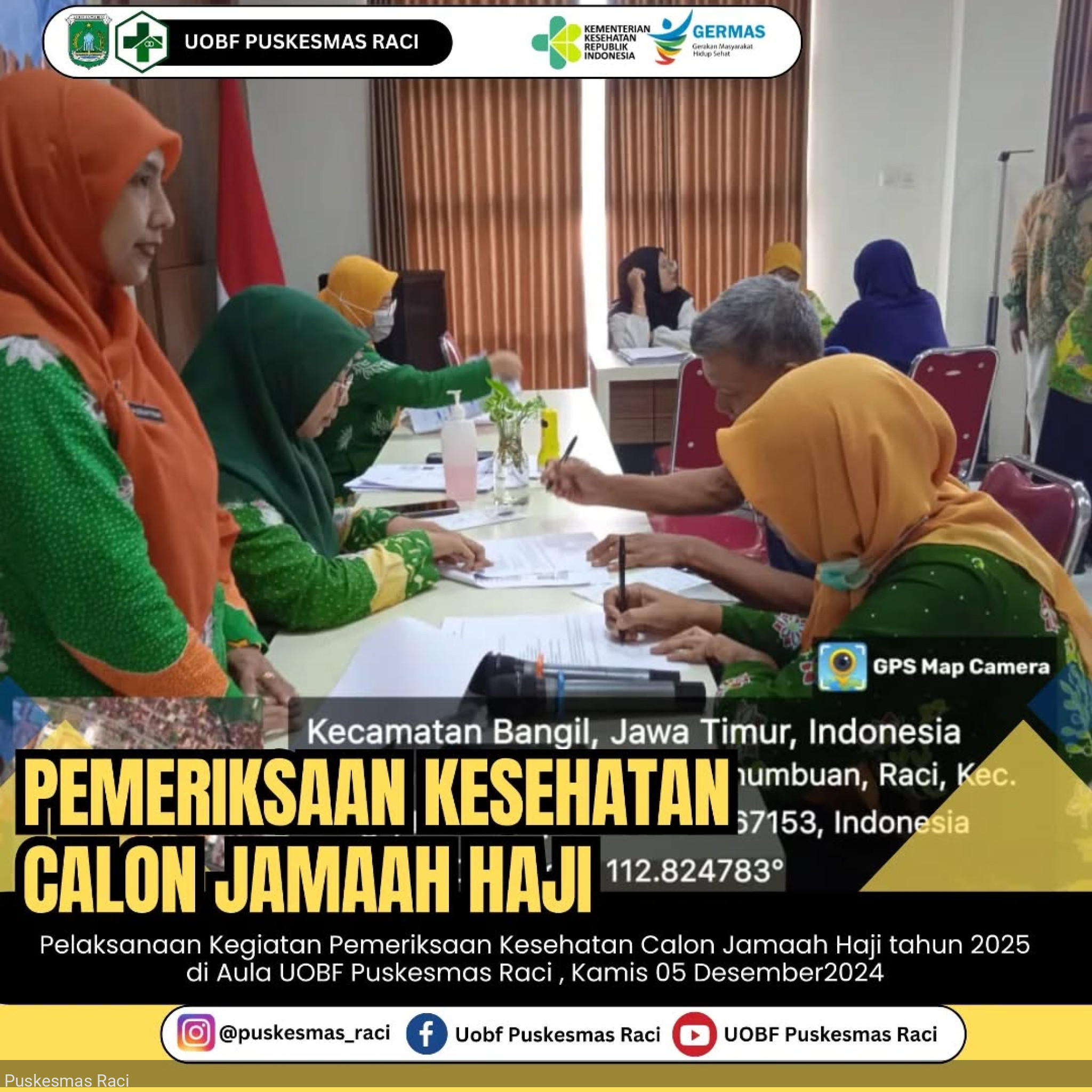 Pelaksanaan Pemeriksaan kesehatan calon jemaah haji oleh Petugas Kesehatan UOBF Puskesmas Raci