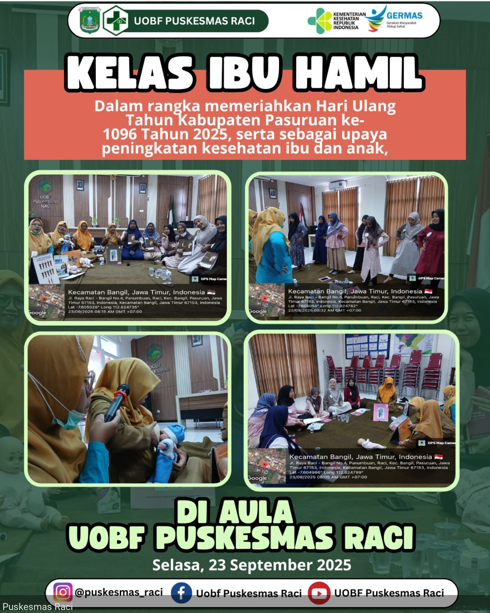 Kelas Ibu Hamil dalam rangka memeriahkan Hari Ulang Tahun Kabupaten Pasuruan ke-1096 Tahun 2025